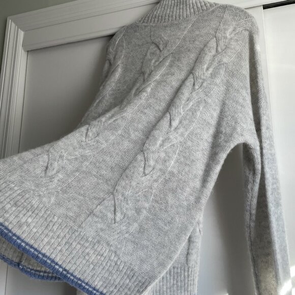 Vineyard Vines Lofty Fisherman Mock Neck Cableknit Sweater XL Gray Alpaca Wool - Picture 10 of 13